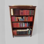 Tall Edwardian inlaid open bookcase