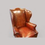 George V tortoiseshell leather wing chair - Image 8