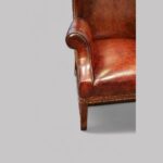 George V tortoiseshell leather wing chair - Image 7