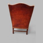 George V tortoiseshell leather wing chair - Image 5