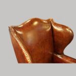 George V tortoiseshell leather wing chair - Image 3