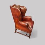 George V tortoiseshell leather wing chair - Image 2