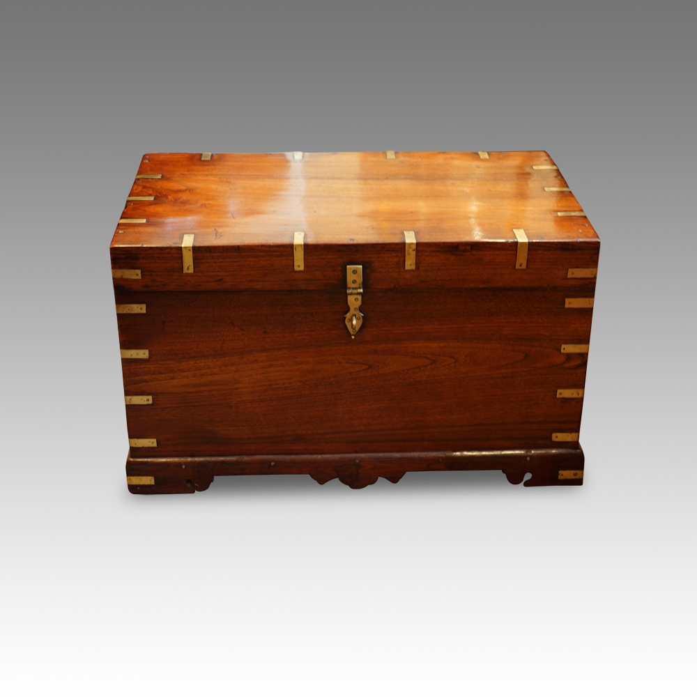 Victorian-brass-bound-campaign-trunk.jpg Victorian brass bound campaign chest Now Sold - Image 1
