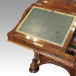 Victorian burr walnut pop-up Davenport desk - Image 9