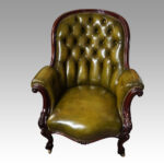 Victorian button back leather easy chair