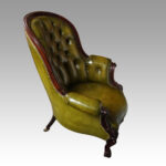 Victorian button back leather easy chair - Image 2