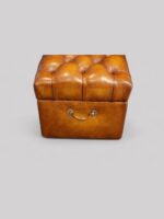 Victorian buttoned leather ottoman - Image 5