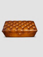 Victorian buttoned leather ottoman - Image 2