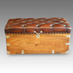 Victorian camphorwood and leather ottoman