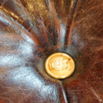 Victorian camphorwood and leather ottoman - Image 7