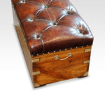 Victorian camphorwood and leather ottoman - Image 6