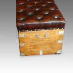 Victorian camphorwood and leather ottoman - Image 5