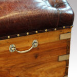 Victorian camphorwood and leather ottoman - Image 5