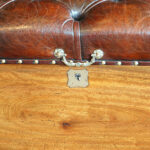 Victorian camphorwood and leather ottoman - Image 4