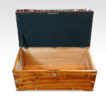 Victorian camphorwood and leather ottoman - Image 4