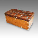 Victorian camphorwood and leather ottoman - Image 2