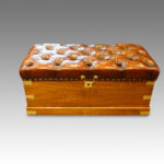Victorian camphorwood and leather ottoman trunk