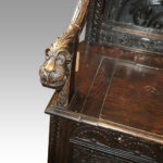 Victorian cock fighting carved oak settle - Image 9