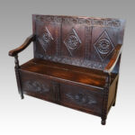 Victorian carved oak settle - Image 6