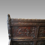 Victorian cock fighting carved oak settle - Image 2