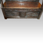 Victorian cock fighting carved oak settle - Image 6