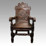 Antique carved oak throne chair