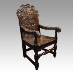 Antique carved oak throne chair - Image 4