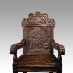 Antique carved oak throne chair - Image 5