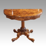 Victorian demi lune walnut card table