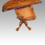 Victorian demi lune walnut card table - Image 5