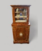 Victorian burr walnut sevres mounted pier cabinet