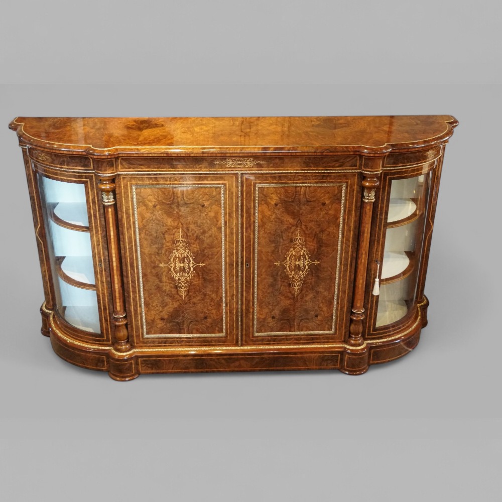 Victorian-inlaid-walnut-4-door-credenza-1.jpg Victorian inlaid walnut 4 door credenza - Image 1