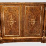 Victorian inlaid walnut 4 door credenza - Image 5
