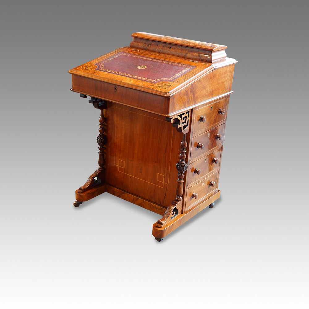 Victorian-inlaid-walnut-Davenport-desk.jpg Victorian inlaid walnut Davenport desk - Image 1