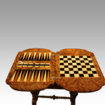 Victorian inlaid walnut backgammon table - Image 3