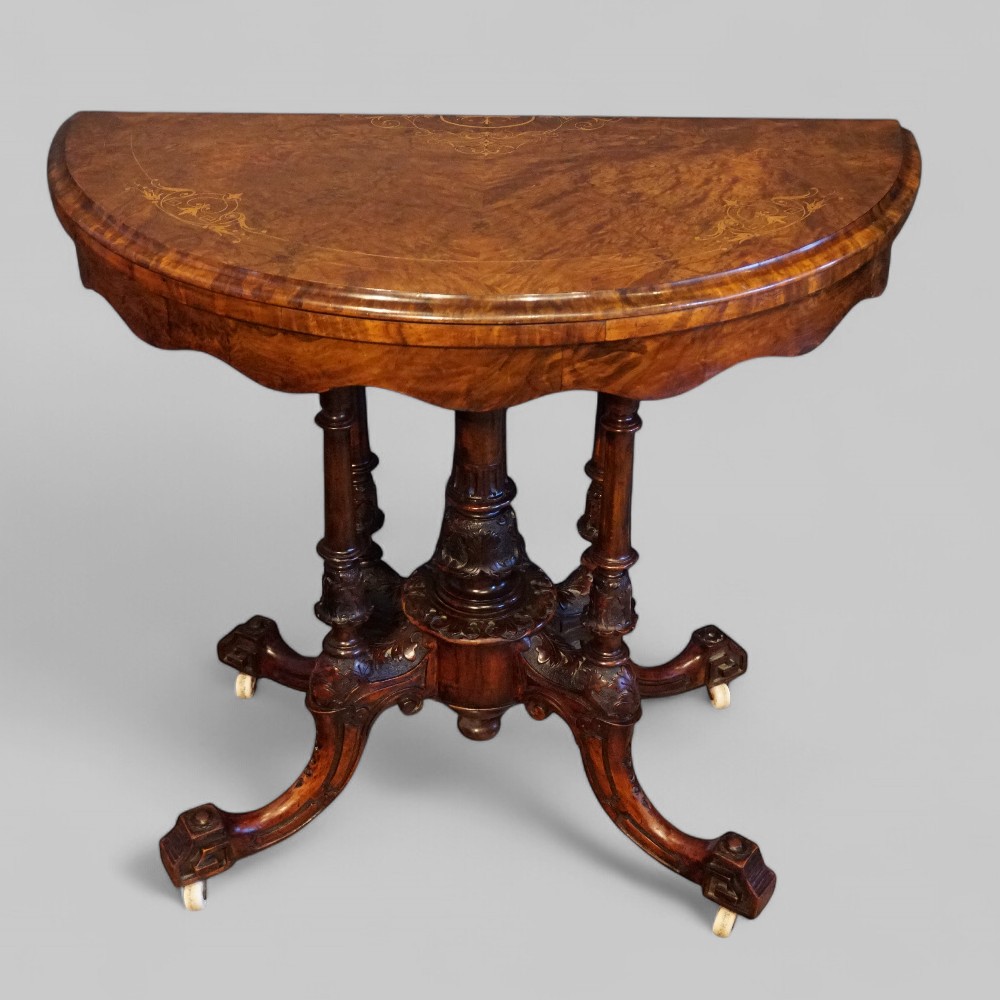 Victorian-inlaid-walnut-card-table-2.jpg Victorian inlaid walnut card table - Image 1