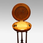 Victorian inlaid walnut circular workbox - Image 5