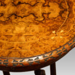 Victorian inlaid walnut circular workbox - Image 3