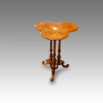Victorian inlaid walnut clover top wine table - Image 2