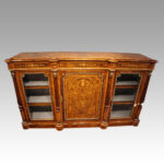 Victorian inlaid walnut flat front credenza