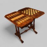 Victorian Inlaid Burr Walnut Combined Games and Work Table with Chess and Backgammon Boards