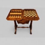 Victorian Inlaid Burr Walnut Combined Games and Work Table with Chess and Backgammon Boards - Image 6