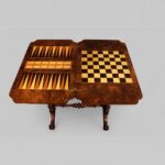 Victorian Inlaid Burr Walnut Combined Games and Work Table with Chess and Backgammon Boards - Image 4