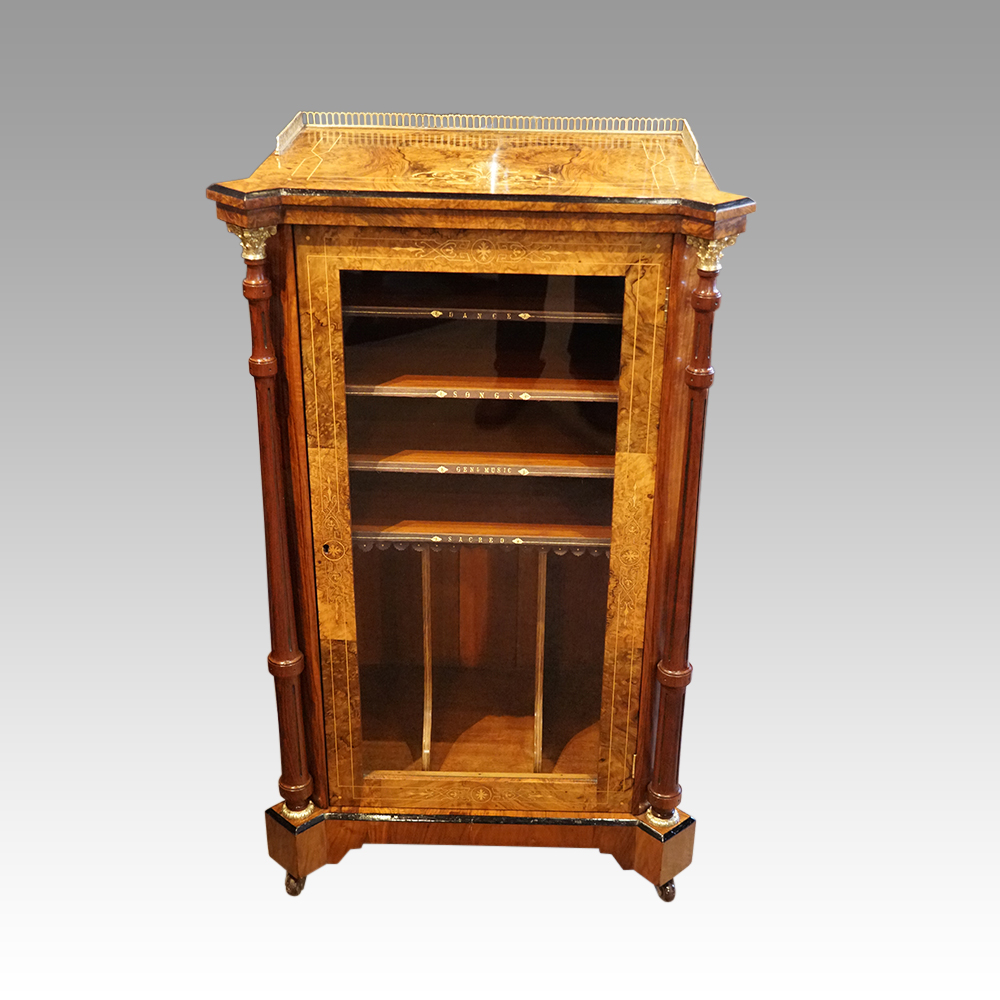 Victorian-inlaid-walnut-music-cabinet.jpg Victorian inlaid walnut music cabinet - Image 1