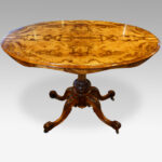 Victorian inlaid walnut oval centre table