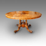 Victorian inlaid walnut oval dining table