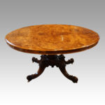 Victorian inlaid walnut oval loo table