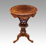 Victorian inlaid walnut oval workbox