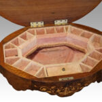 Victorian inlaid walnut oval workbox - Image 4