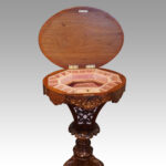 Victorian inlaid walnut oval workbox - Image 2